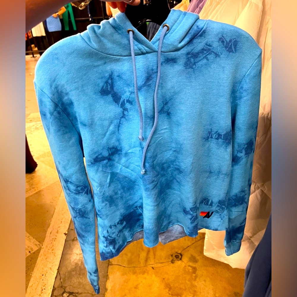 AVIATOR NATION***Tie-Dye Blue Cropped Hoodie***XS $188 - Picture 2 of 3